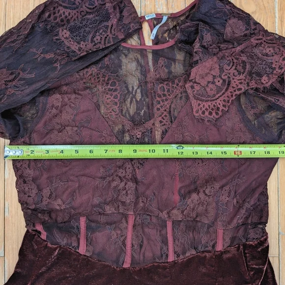 Free People Marlie Lace Velvet Mini Dress Size XL - Picture 6 of 15